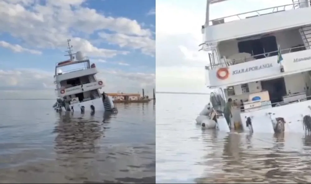 Embarcação Igaraporanga inclinou no rio Tapajós e mobilizou a Marinha para evitar possível desastre.